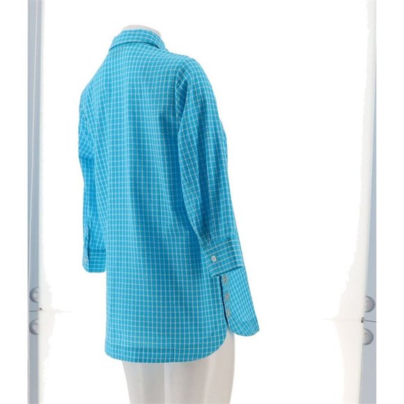 NWT JOAN RIVERS TEXTURED BUTTON FRONT SHIRT W/SIDE BUTTONS AQUA XS - Picture 6 of 12